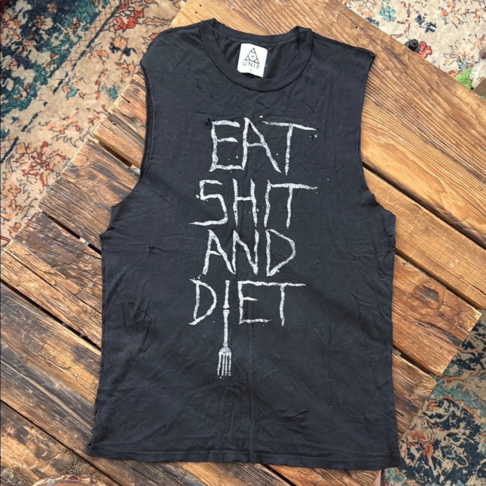 UNIF Charcoal Graphic Sleeveless Tank . Oversized medium.